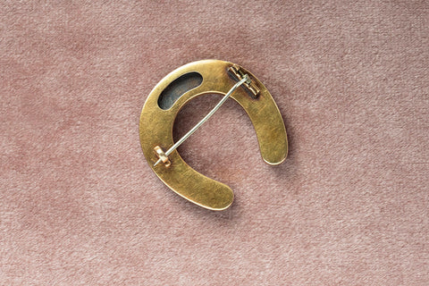 Victorian Banded Agate Diamond Horseshoe Brooch