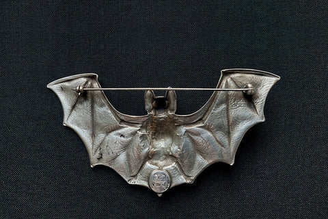 Huge Sterling Silver Bat Brooch
