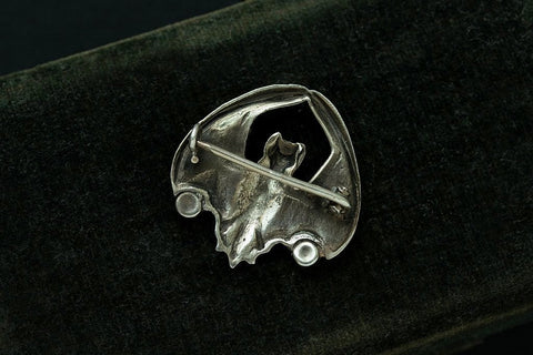 Arts and Crafts Silver Bat Brooch