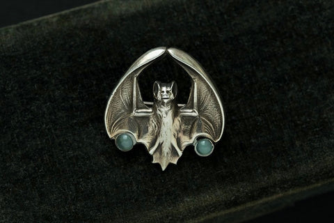 Arts and Crafts Silver Bat Brooch