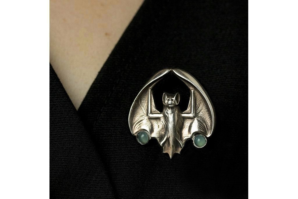 Arts and Crafts Silver Bat Brooch