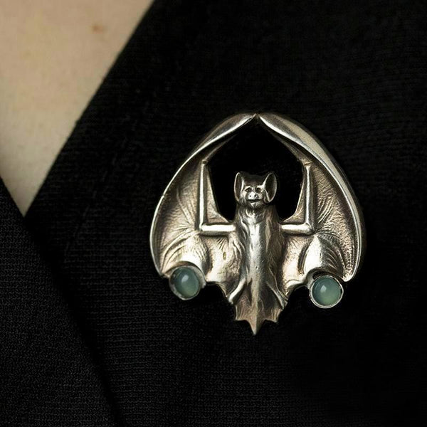 Arts and Crafts Silver Bat Brooch