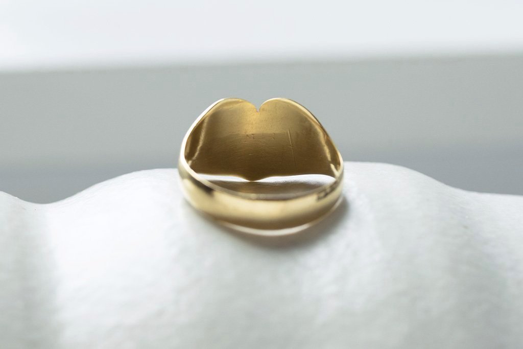C.1916 Large Heart Gold Signet Ring
