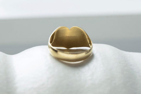 C.1916 Large Heart Gold Signet Ring