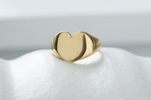 C.1916 Large Heart Gold Signet Ring