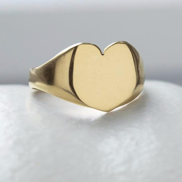 C.1916 Large Heart Gold Signet Ring