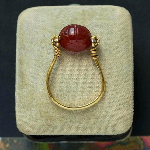 Victorian Egyptian Revival Scarab Swivel Ring 