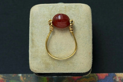 Victorian Egyptian Revival Scarab Swivel Ring I