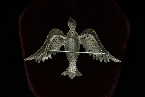 Victorian Cut Steel Bird Brooch