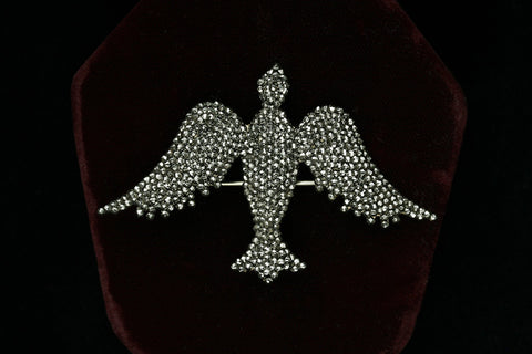 Victorian Cut Steel Bird Brooch