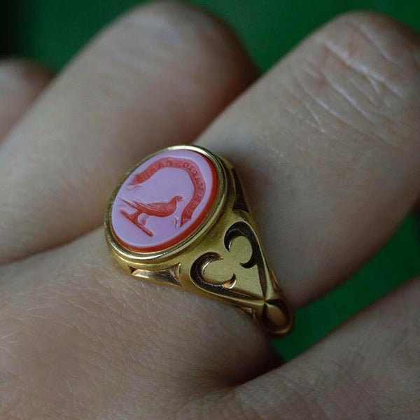 'PER VARIOS CASUS' Bird Signet Ring
