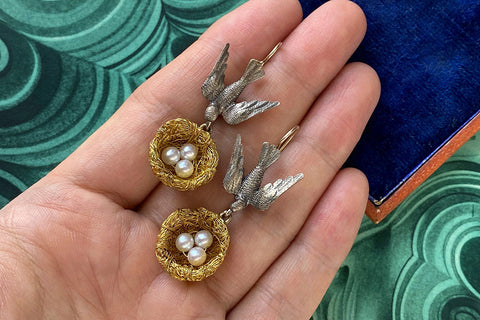 Victorian Bird Nest Earrings