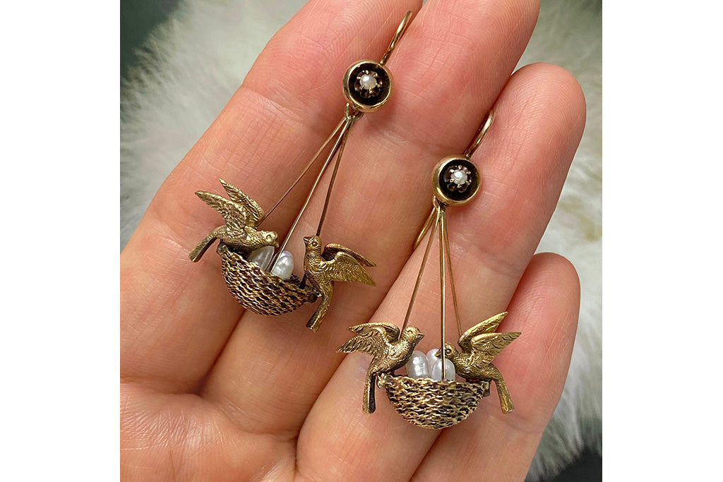 Victorian 'Nesting Birds' Earrings