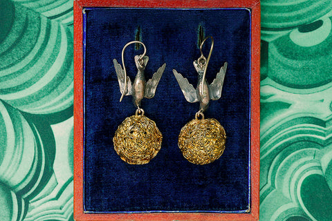 Victorian Bird Nest Earrings