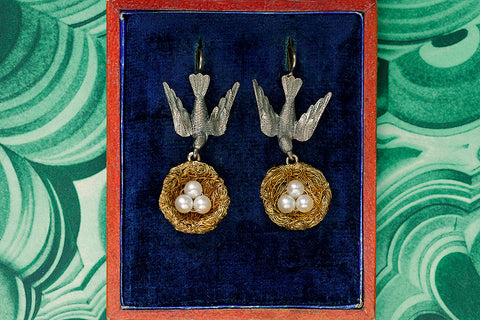 Victorian Bird Nest Earrings