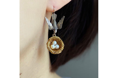 Victorian Bird Nest Earrings