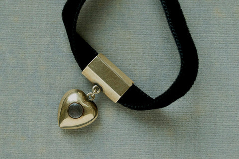 Victorian Black Enamel Heart Pendant
