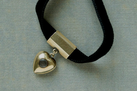 Victorian Black Enamel Heart Pendant
