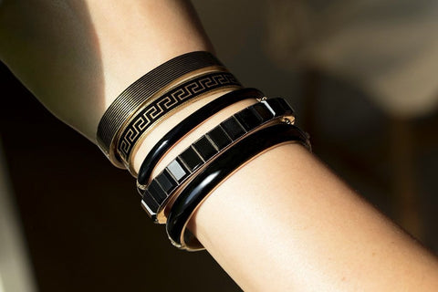 Victorian Black Enamel Gold Bangle