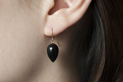 Victorian Black Coral Drop Earrings