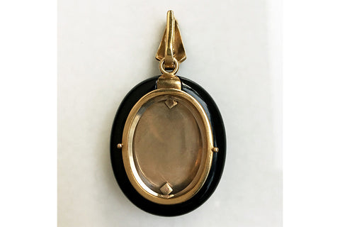 Victorian Black Enamel and Diamond Locket