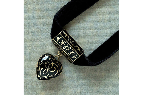 Victorian Black Enamel Heart Pendant