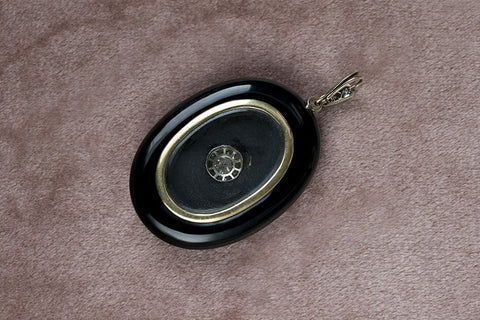 Mid-Victorian Black Enamel Diamond Locket