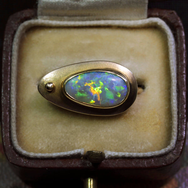 Arts & Crafts Black Opal Ring