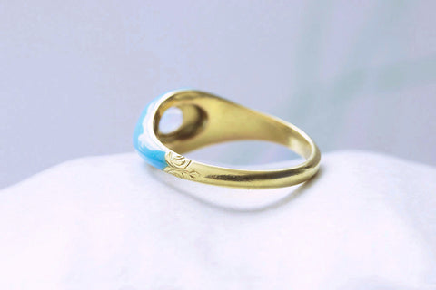 Victorian Blue Enamel and Opal Ring