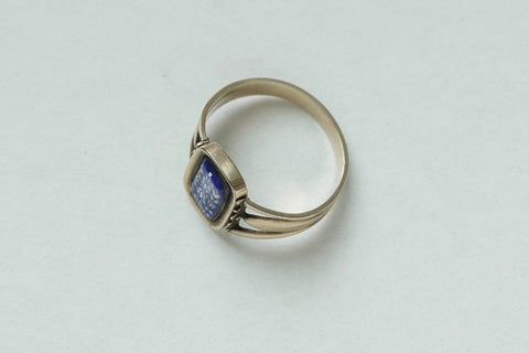 Georgian Blue Enamel Swivel Ring