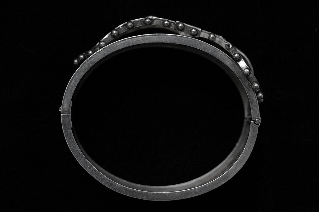 Victorian Sterling Wide Buckle Bangle	