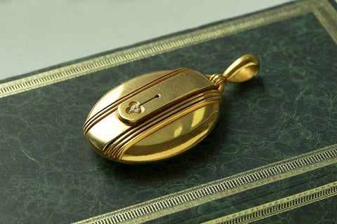 Victorian Diamond Cuff Button Gold Locket