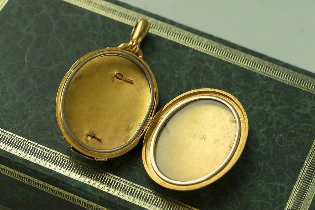 Victorian Diamond Cuff Button Gold Locket