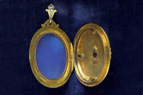 Victorian Sapphire Diamond Ruby Gold Locket