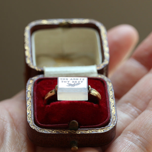 Georgian Chalcedony Swivel Mourning Ring