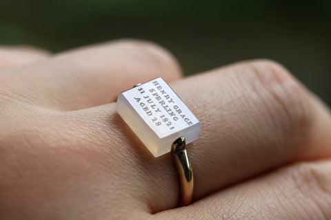 Georgian Chalcedony Swivel Mourning Ring