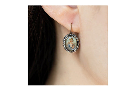 Georgian Diamond Miniature Cherub Earrings
