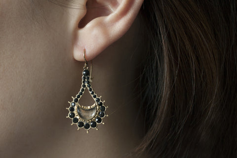 Victorian Jet and Hair Earrings
