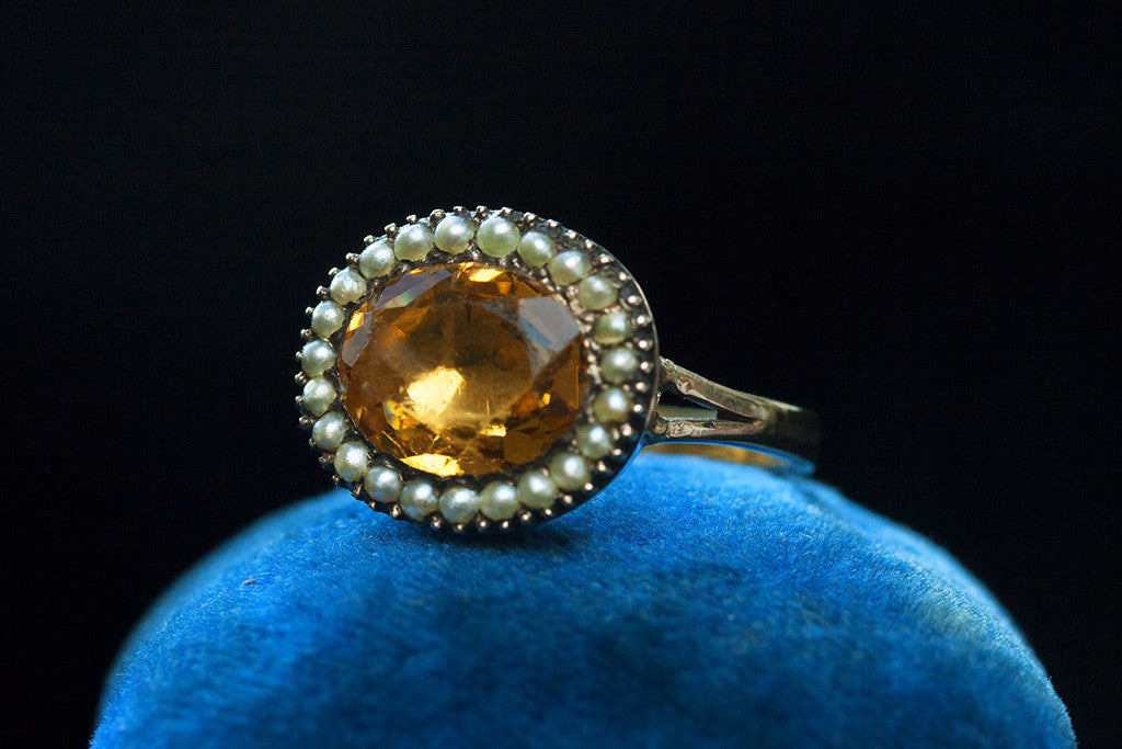 Antique-18k-Yellow-Gold-Old-Cut-Diamond-Seed-Pearl-Five-Stone-Ring.jpg -  Gray's Jewellers