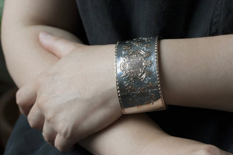 Wide Sterling Bangle with Coat of Arms