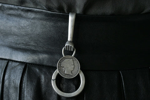 Sterling Silver Key Chain with Hand Motif Slide-In