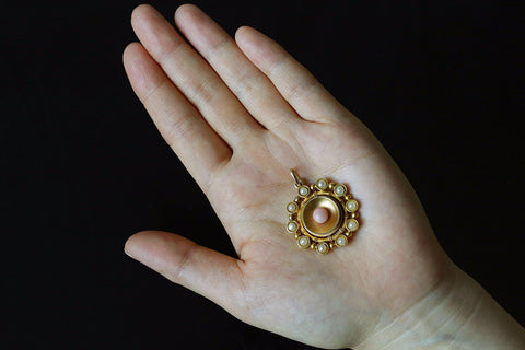 Victorian Coral and Pearl Gold Pendant Locket