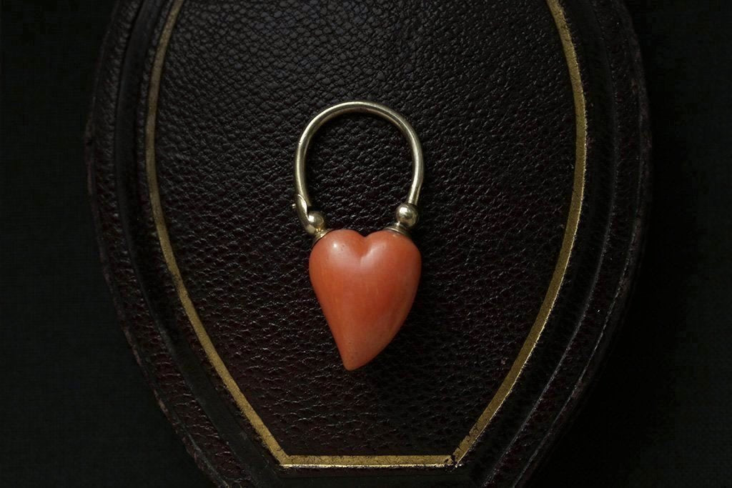 Antique Witch's Heart Coral Padlock