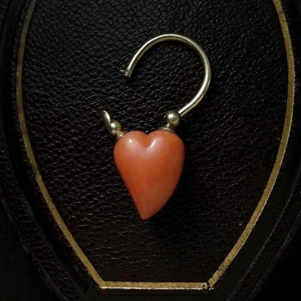 Carved Coral Witches Heart Padlock