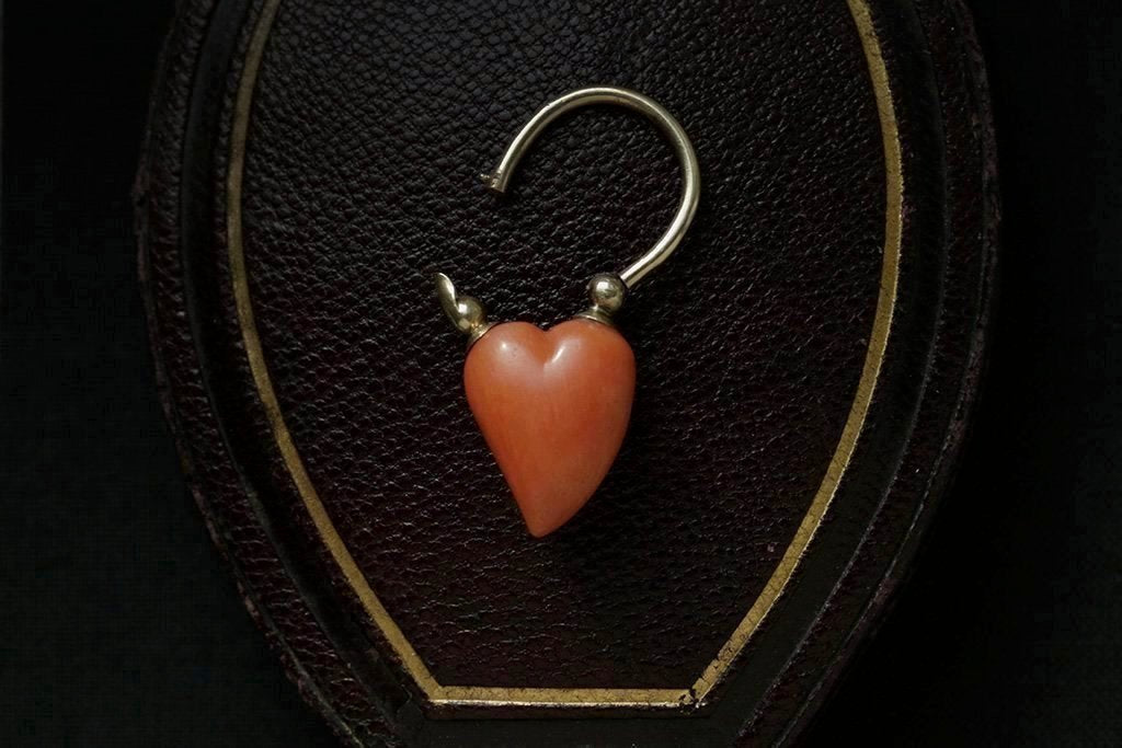 Carved Coral Witches Heart Padlock