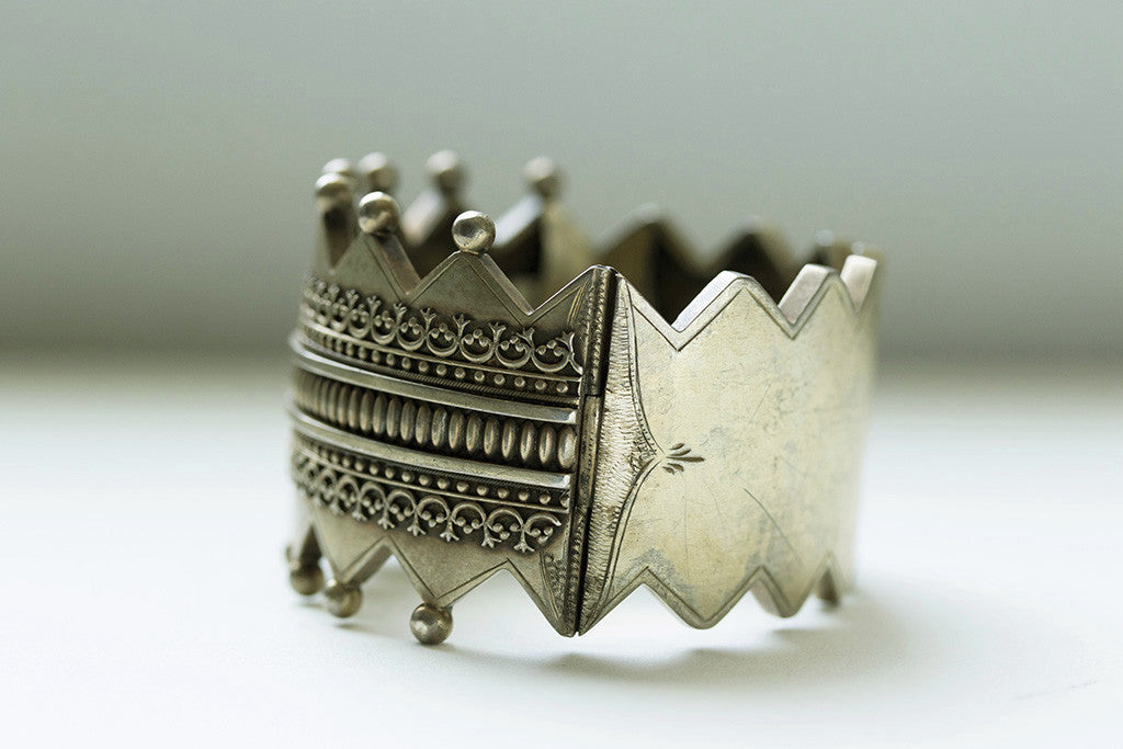 Victorian Gilded Silver Crown Bangle