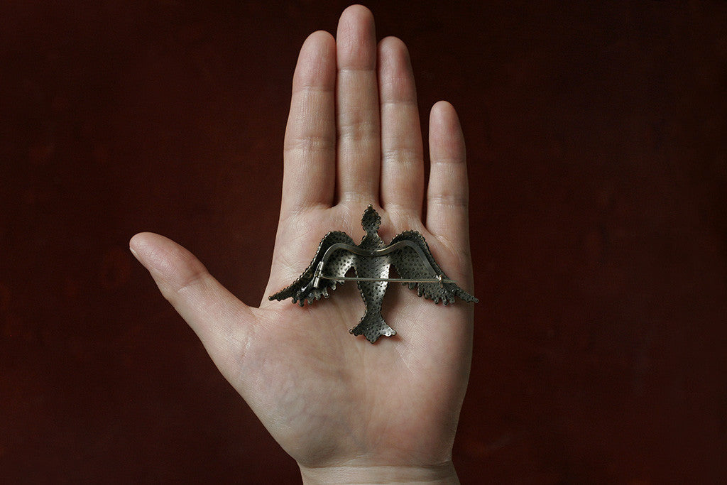 Victorian Cut Steel Bird Brooch