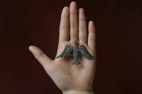 Victorian Cut Steel Bird Brooch