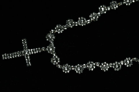 Victorian Cut Steel Necklace with Cross Pendant	