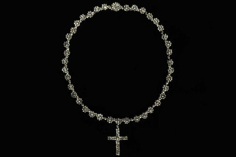Victorian Cut Steel Necklace with Cross Pendant	